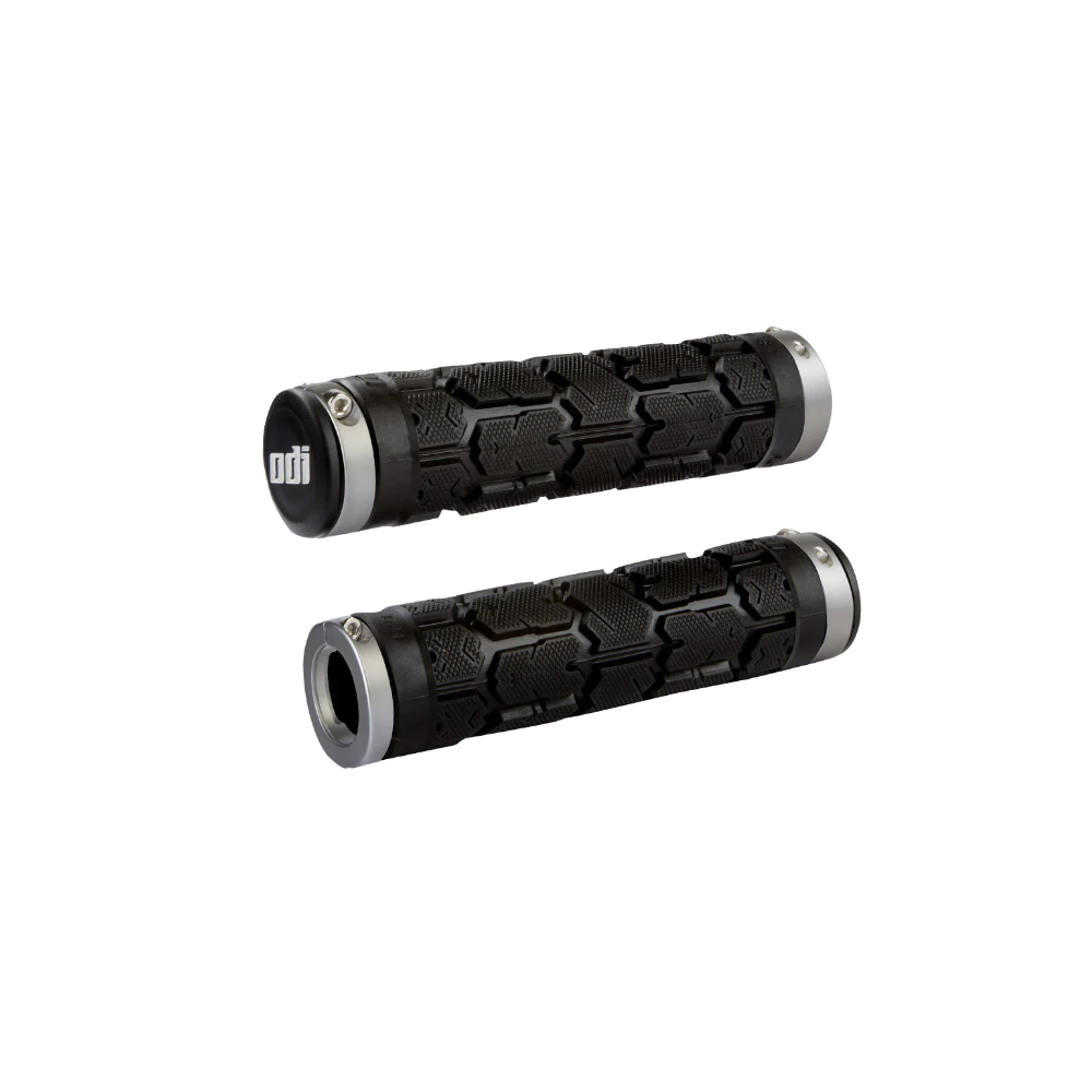 Chwyty ODI MTB Rogue Lock-On czarne 130mm, srebrne zaciski .png