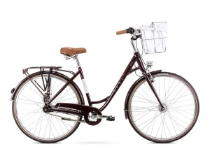 Rower ROMET Pop Art Lux bordowy mat + koszyk M