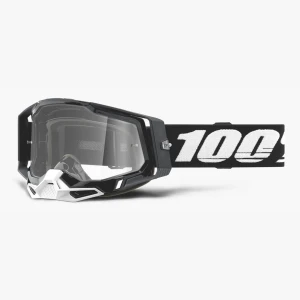 Gogle 100% RACECRAFT 2 BLACK (Szyba Przezroczysta Anti-Fog, LT 88%-92% + 10 Zrywek)
